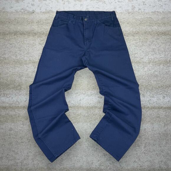 Vintage Dickies Carpenter Pants Navy Blue Relaxed ]Dungarees Work Painters 90s - Picture 2 of 4